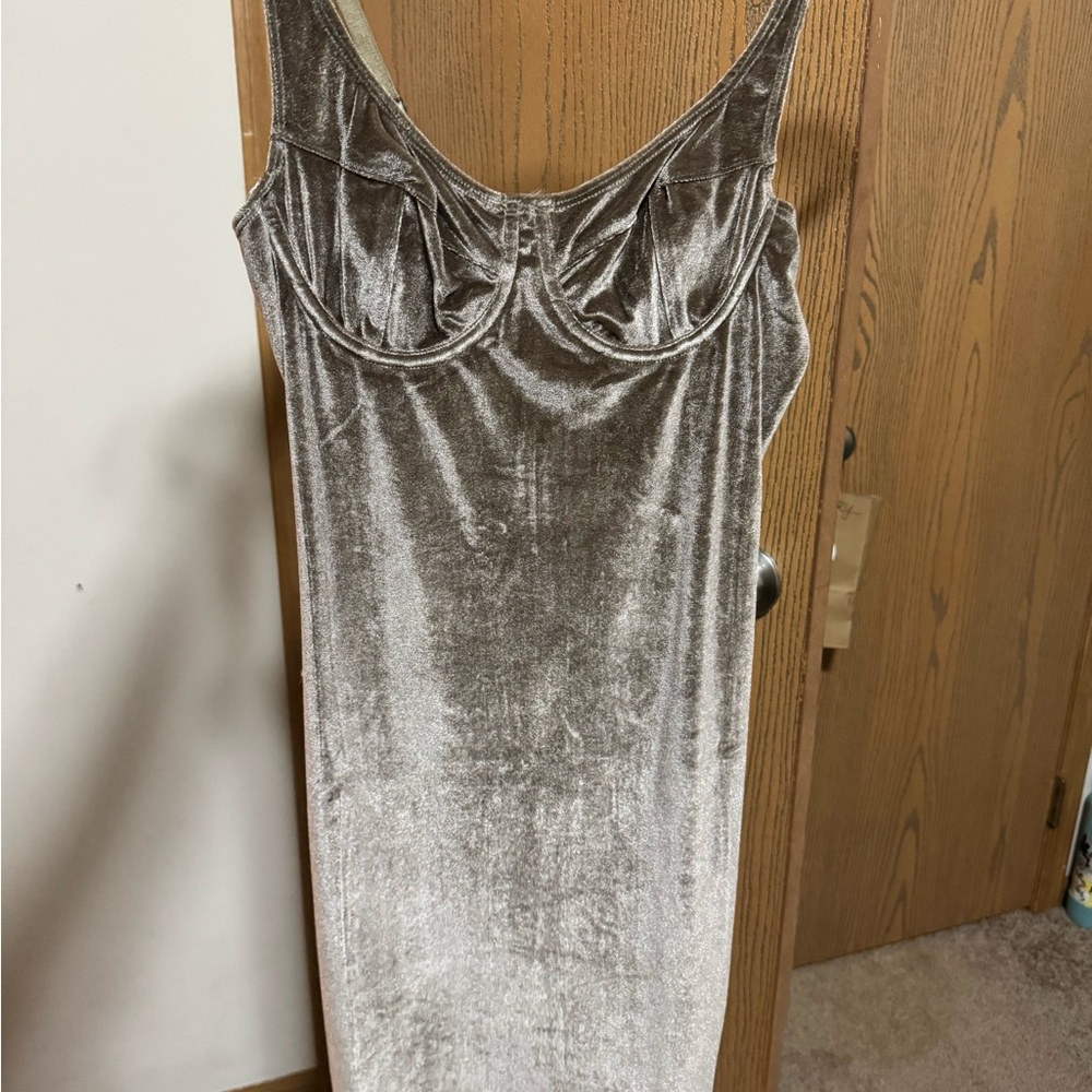 Fashion Nova Taupe Velvet Dress